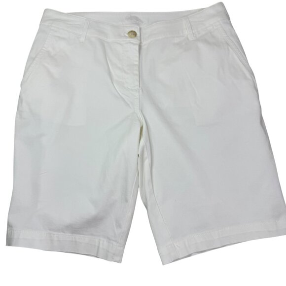 Tommy Bahama Bermuda Shorts White Cotton Blend Women’s Size 8 - Picture 1 of 5
